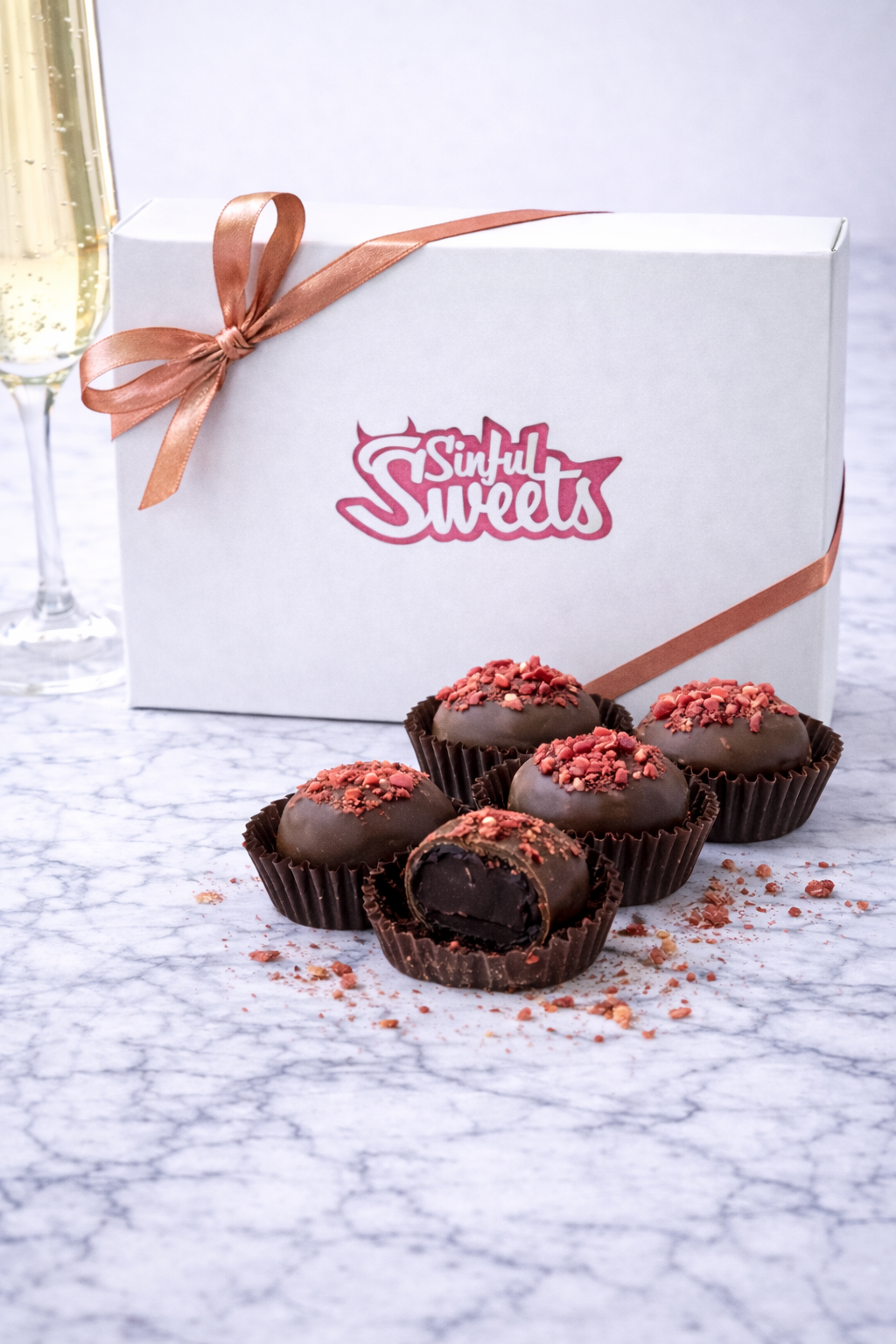 Strawberry Champagne Truffles, 12PC